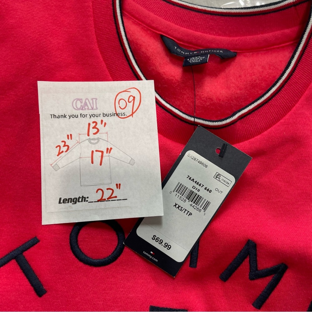Size XXS&L -Tommy Hilfiger. Women’s Sweatshirt Pullover red Tops - Picture 9 of 9